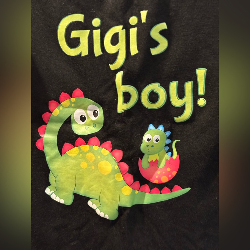SHEIN Black 'Gigi's Boy' Dinosaur Tee